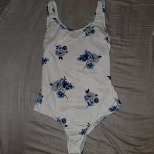 Super Soft Blue Rose Floral Bodysuit